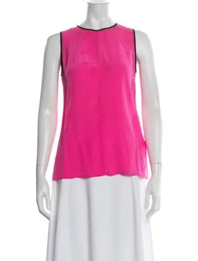 Pre-owned Prabal Gurung Silk Crew Neck Top In Pink