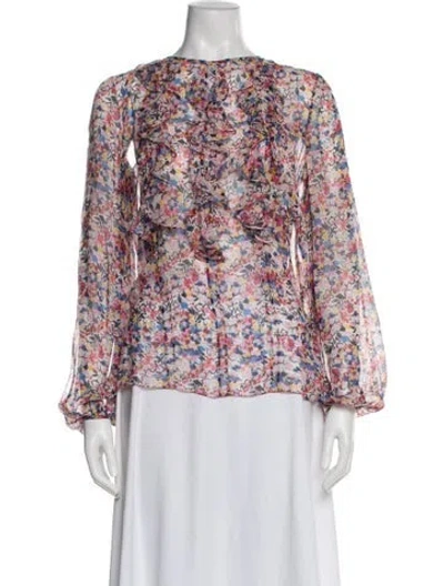 Pre-owned Prabal Gurung Silk Floral Print Blouse In Multi