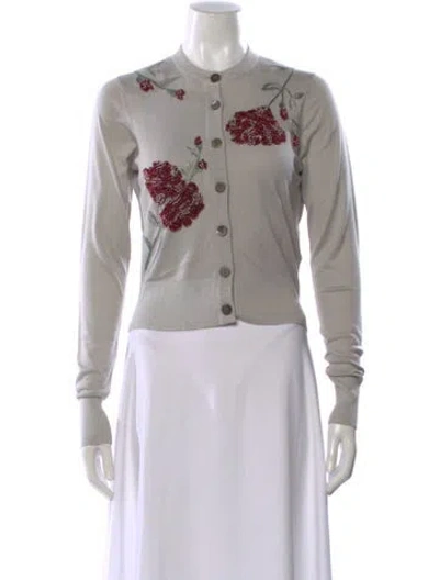 Pre-owned Prabal Gurung Silk Floral Print Sweater In Gray