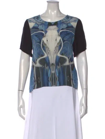 Pre-owned Prabal Gurung Silk Graphic Print Top In Multi
