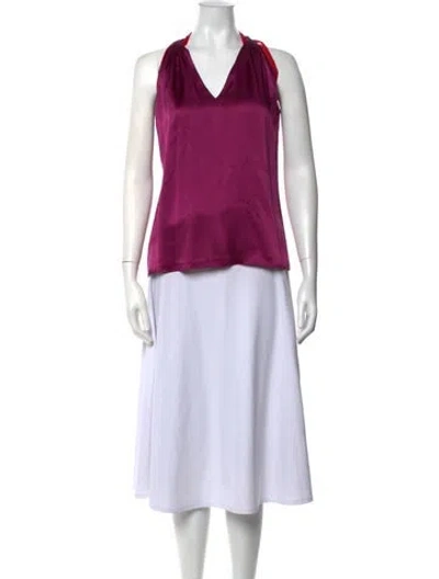 Pre-owned Prabal Gurung Silk Halterneck Top In Pink/purple