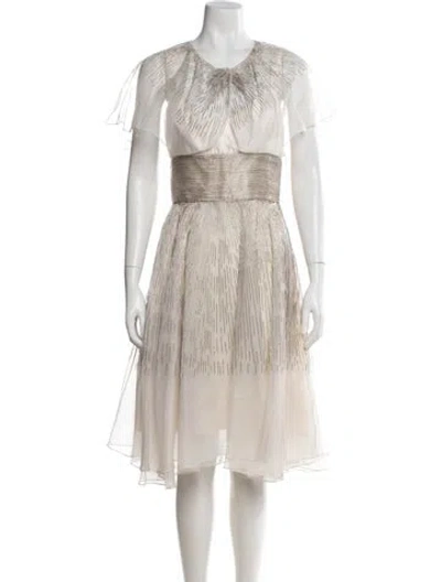 Pre-owned Prabal Gurung Silk Knee-length Dress W/ Tags In Neutral