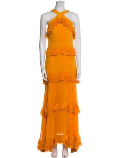 Pre-owned Prabal Gurung Silk Long Dress In Orange