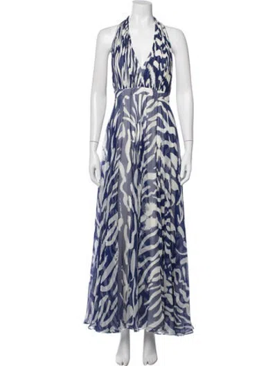Pre-owned Prabal Gurung Silk Long Dress W/ Tags In Blue