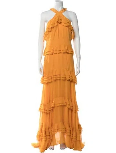 Pre-owned Prabal Gurung Silk Long Dress In Yellow