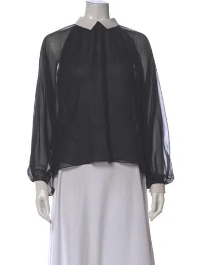 Pre-owned Prabal Gurung Silk Long Sleeve Blouse In Gray