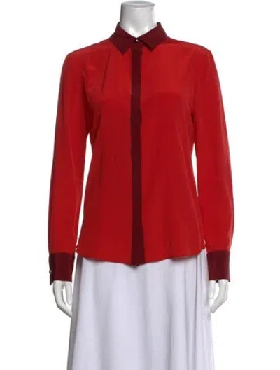 Pre-owned Prabal Gurung Silk Long Sleeve Blouse In Red