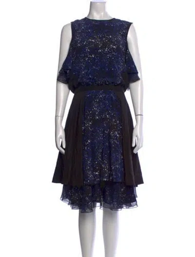 Pre-owned Prabal Gurung Silk Midi Length Dress In Black/blue