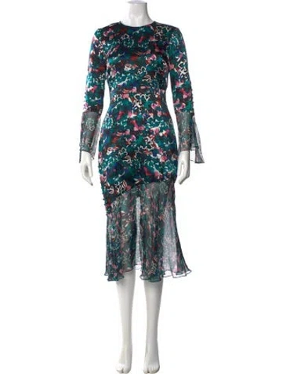 Pre-owned Prabal Gurung Silk Midi Length Dress In Green