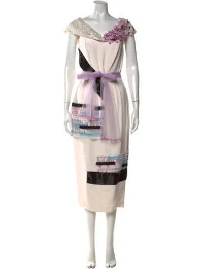 Pre-owned Prabal Gurung Silk Midi Length Dress In Neutrals