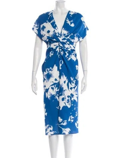 Pre-owned Prabal Gurung Silk Midi Length Dress W/ Tags In Blue