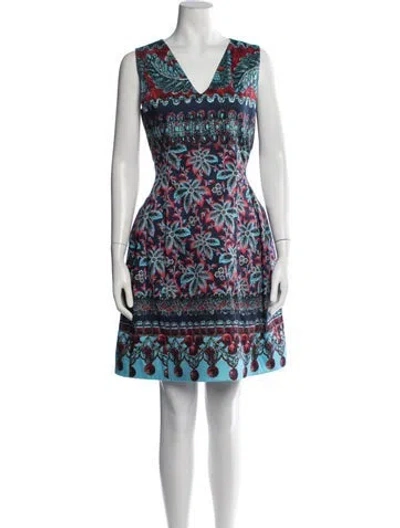 Pre-owned Prabal Gurung Silk Midi Length Dress W/ Tags In Blue/red
