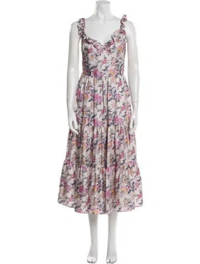 Pre-owned Prabal Gurung Silk Midi Length Dress W/ Tags In White