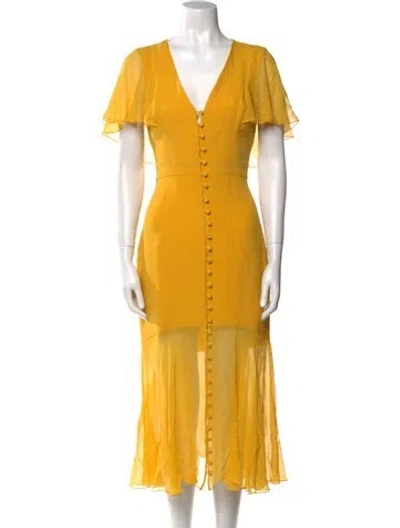 Pre-owned Prabal Gurung Silk Midi Length Dress In Yellow
