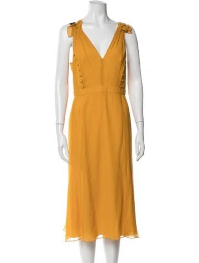 Pre-owned Prabal Gurung Silk Midi Length Dress In Yellow