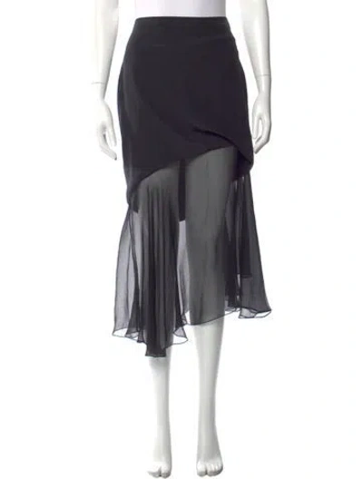 Pre-owned Prabal Gurung Silk Midi Length Skirt In Black