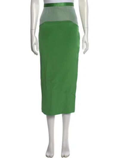 Pre-owned Prabal Gurung Silk Midi Length Skirt In Green