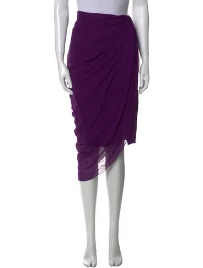 Pre-owned Prabal Gurung Silk Midi Length Skirt In Purple