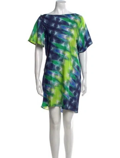 Pre-owned Prabal Gurung Silk Mini Dress In Blue