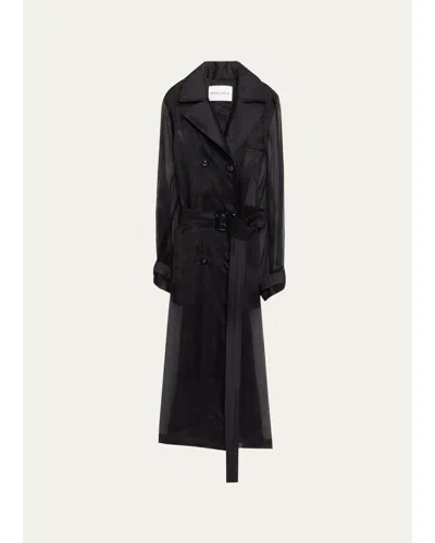 Prabal Gurung Silk Organza Belted Trench Cost In Black