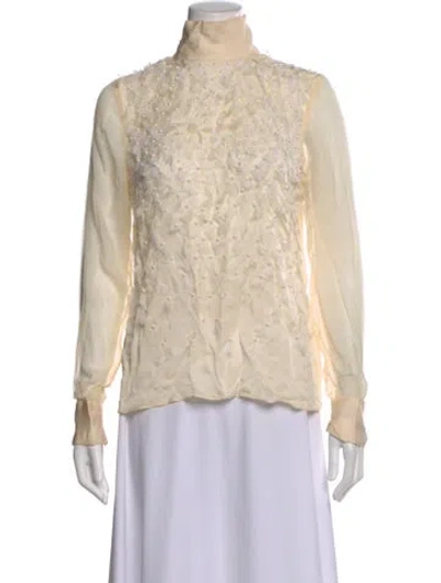 Pre-owned Prabal Gurung Silk Patterned Blouse In Neutral