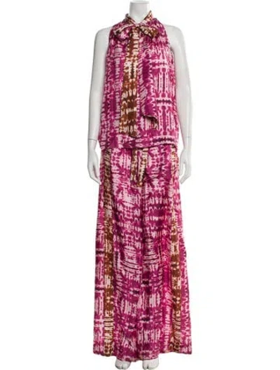 Pre-owned Prabal Gurung Silk Printed Pantsuit In Pink
