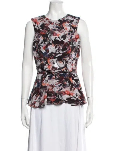 Pre-owned Prabal Gurung Silk Printed Top In Neutrals