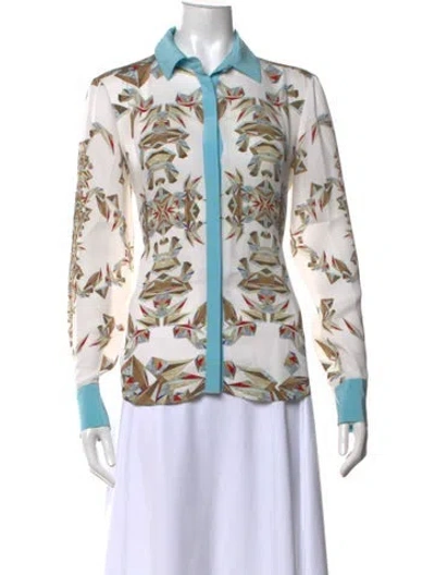 Pre-owned Prabal Gurung Silk Printed Top In White
