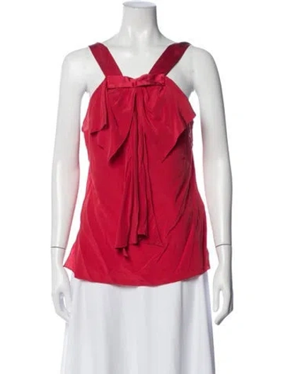 Pre-owned Prabal Gurung Silk Square Neckline Blouse In Red