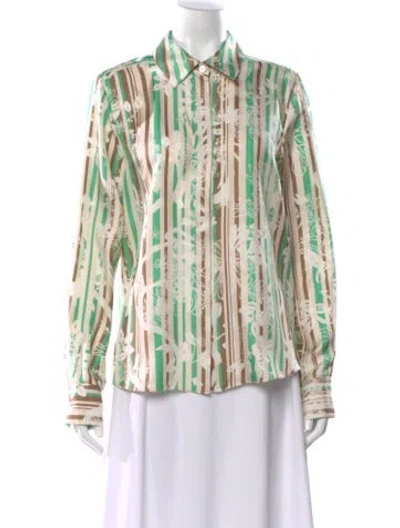 Pre-owned Prabal Gurung Silk Striped Blouse In Neutral
