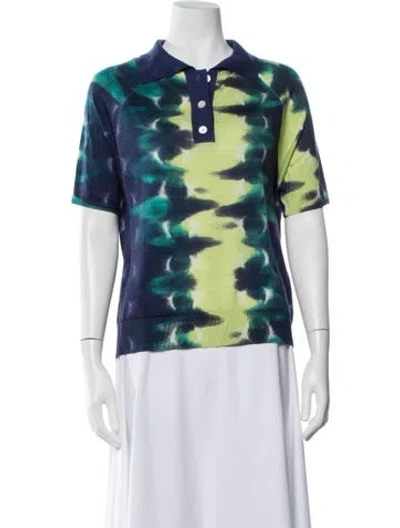 Pre-owned Prabal Gurung Silk Tie-dye Print Sweater In Blue/green