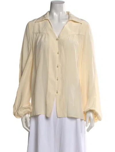 Pre-owned Prabal Gurung Silk V-neck Blouse In Neutral