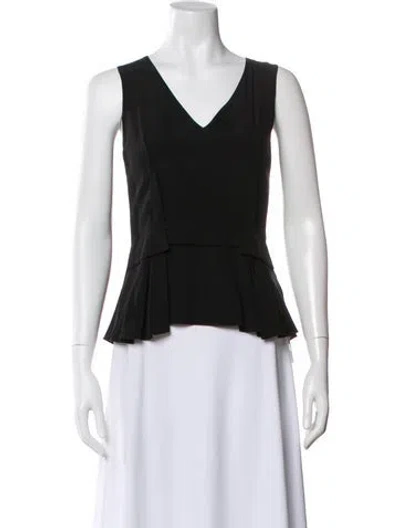 Pre-owned Prabal Gurung Silk V-neck Top In Black