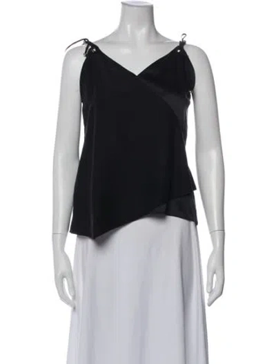 Pre-owned Prabal Gurung Silk V-neck Top In Blue