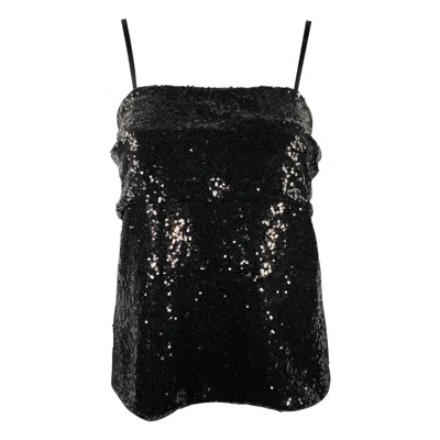Pre-owned Prabal Gurung Size 0 Black Polyester Sequined Draped Dress Top