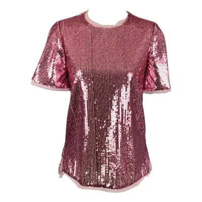 Pre-owned Prabal Gurung Size 0 Pink Polyester Sequined Raw Edge Dress Top