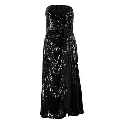 Pre-owned Prabal Gurung Size 2 Black Polyester Sequined Strapless Dress