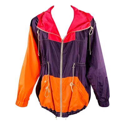 Pre-owned Prabal Gurung Size M Purple Orange Pink Color Block Nylon Jacket