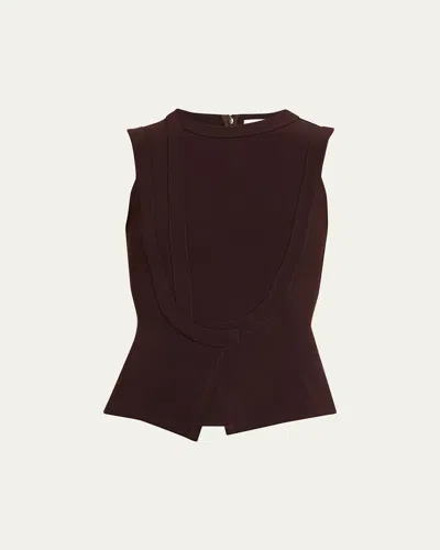 Prabal Gurung Sleeveless Seamed Waistcoat Top In Brown