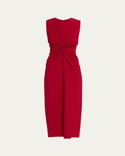 Prabal Gurung Sleeveless Twist-front Bodycon Midi Dress In Red