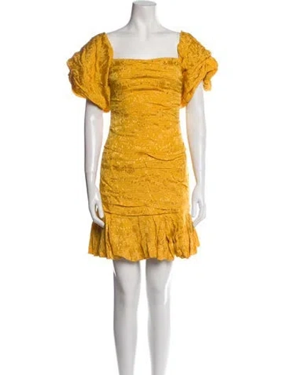 Pre-owned Prabal Gurung Square Neckline Mini Dress W/ Tags In Yellow