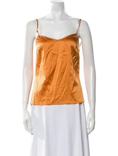 Pre-owned Prabal Gurung Square Neckline Sleeveless Top In Orange