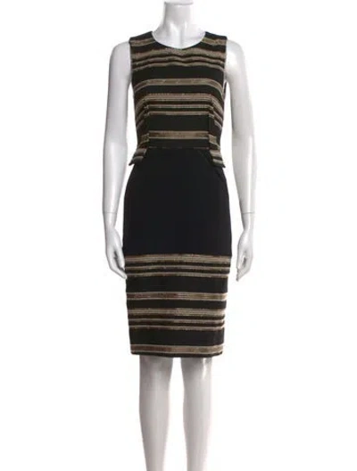 Pre-owned Prabal Gurung Striped Knee-length Dress In Black