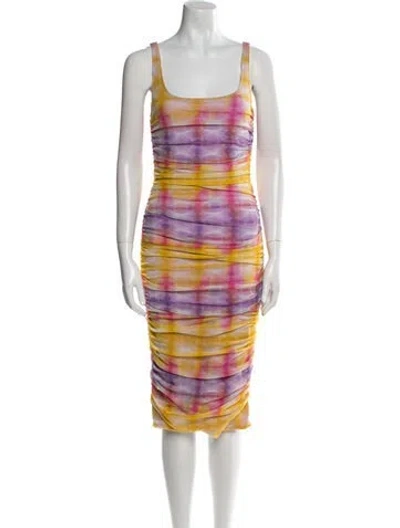 Pre-owned Prabal Gurung Striped Knee-length Dress In Yellow