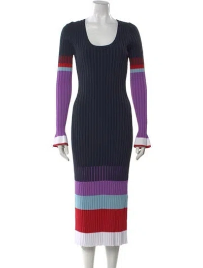 Pre-owned Prabal Gurung Striped Long Dress In Blue