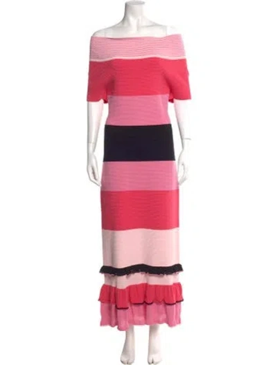 Pre-owned Prabal Gurung Striped Long Dress In Pink
