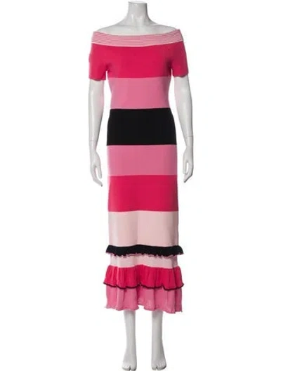 Pre-owned Prabal Gurung Striped Long Dress In Pink