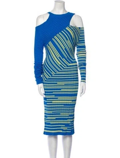 Pre-owned Prabal Gurung Striped Midi Length Dress In Blue