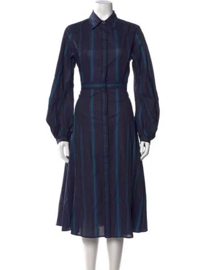 Pre-owned Prabal Gurung Striped Midi Length Dress In Blue