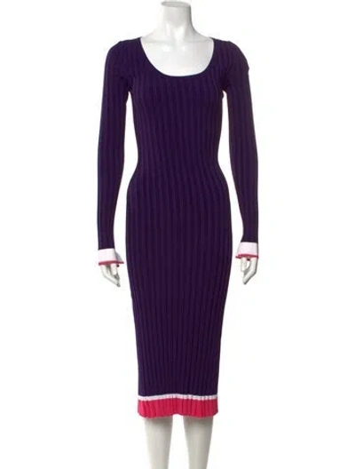 Pre-owned Prabal Gurung Striped Midi Length Dress In Purple